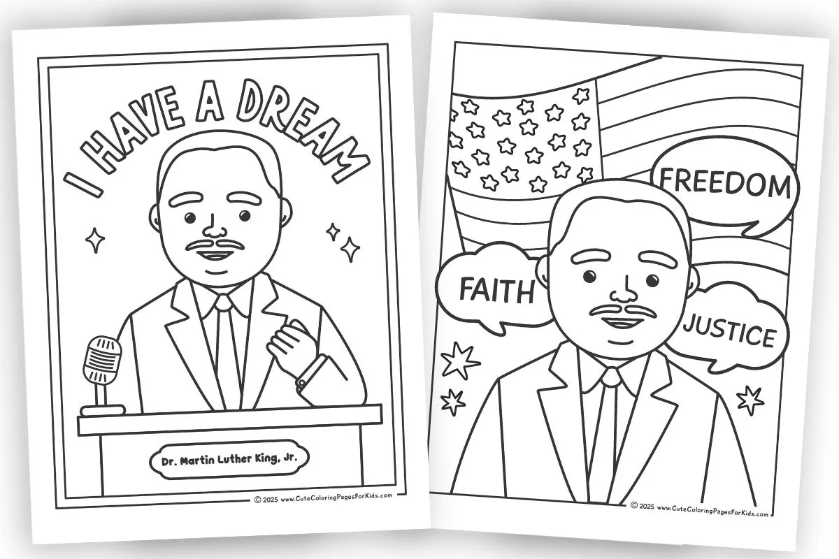 martin luther king coloring pages (free printable) - cute coloring